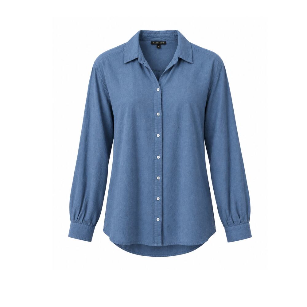 Eileen Fisher Button Down Shirt Blue Chambray Size Small